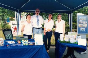 Der Stand von der Volksbank Oyten e.G. auf dem Sommerfest 2014 in Oyten.